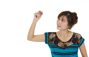 Image showing woman writing with a red marker