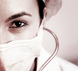 Image showing Young doctor with stethoscope.