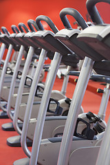 Image showing Bicycles in a gym