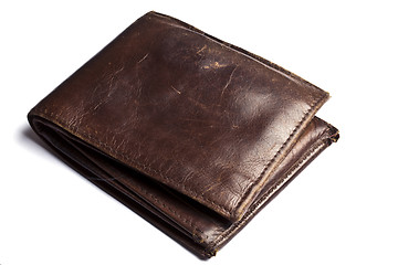 Image showing Old Brown wallet isolated on white 