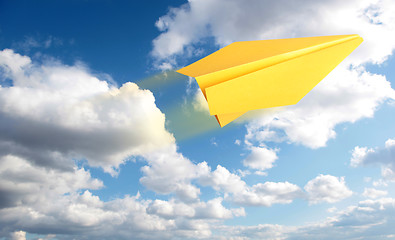 Image showing Yellow paper plane