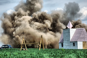 Image showing HDR.Explosion. WW2 reenacting. Kiev,Ukraine 