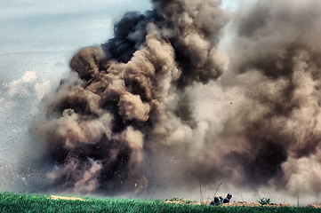 Image showing HDR.Explosion. WW2 reenacting. Kiev,Ukraine 