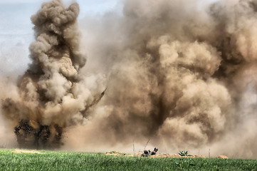 Image showing HDR.Explosion. WW2 reenacting. Kiev,Ukraine 