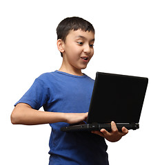 Image showing surprise boy with laptop