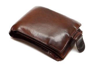 Image showing brown leather bulging purse