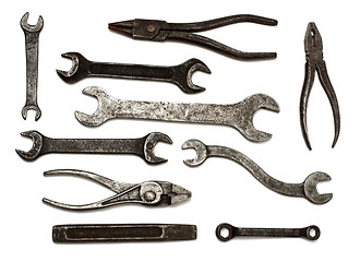 Image showing set of old dirty tools