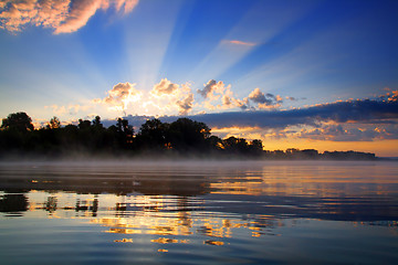 Image showing sunrise and reflection in river