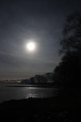 Image showing moon over lake