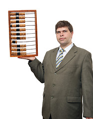 Image showing businessman with abacus