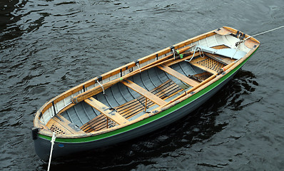 Image showing life-boat attached with ropes