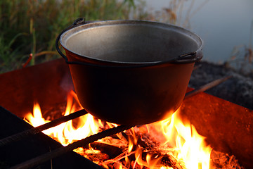 Image showing kettle over campfire