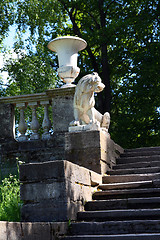 Image showing lion sculpture on stairs