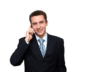 Image showing smiling man calling by phone