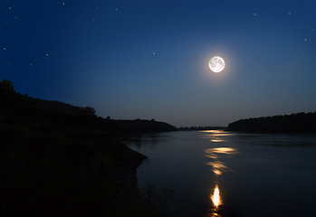 Image showing night landscape with moon