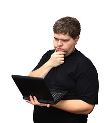 Image showing thinking man with laptop