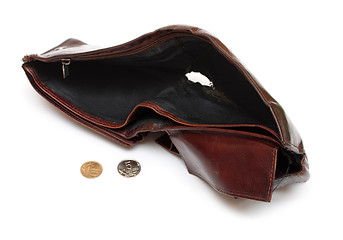 Image showing battered empty purse with tear