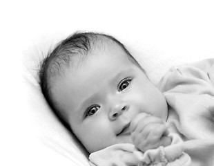 Image showing smiling newborn baby girl