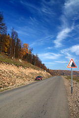 Image showing autumn landscape with road