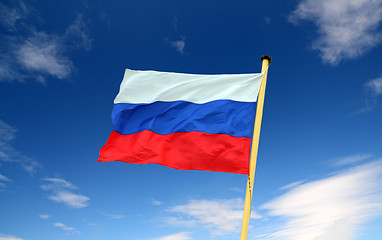 Image showing russian flag on blue sky background