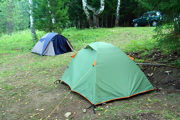 Image showing two tents in forest