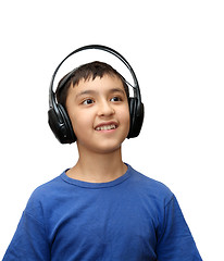 Image showing boy listening music in headphones