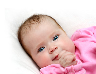 Image showing smiling newborn baby girl