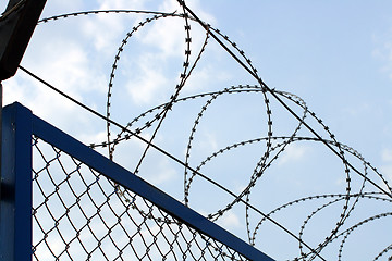 Image showing fence with barbed wire close-up