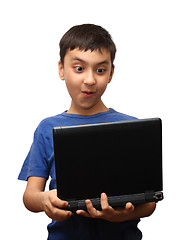 Image showing surprise boy with laptop