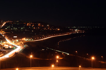 Image showing night light roads and embankment