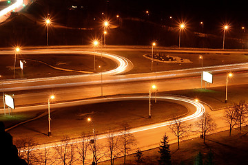 Image showing traffic on night road junction