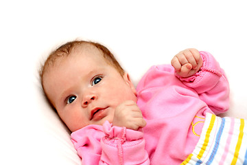 Image showing watchful baby on pillow