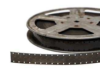 Image showing old movie film on metal reel close-up