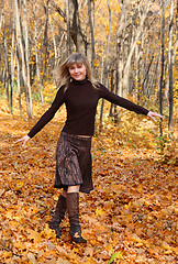 Image showing happy girl in autumn park