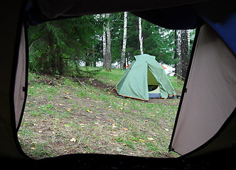 Image showing camping - view from tent