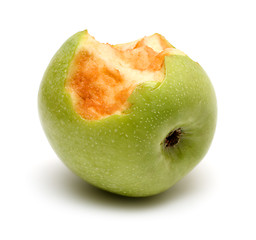 Image showing green bitten apple