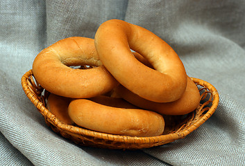 Image showing bagels in basket on canvas