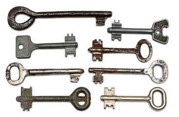 Image showing eight old rusty keys