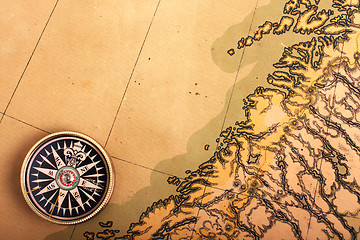 Image showing Compass on old map