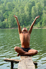 Image showing meditation asian boy