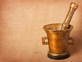 Image showing Old bronze mortar
