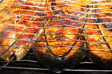 Image showing Salmon on grill