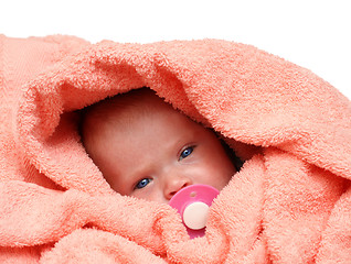 Image showing newborn baby with soother