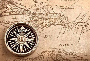 Image showing Compass on old map