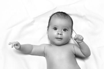 Image showing baby on white sheet