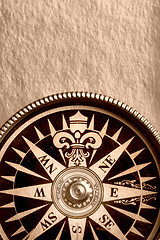 Image showing Compass on the old paper