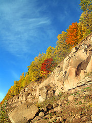 Image showing autumn landscape with rock