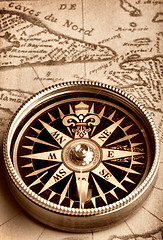 Image showing Compass on old map