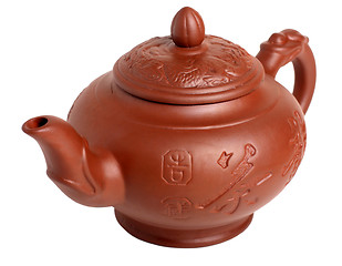 Image showing Clay teapot isolated on white