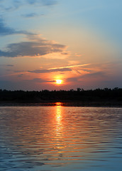 Image showing river landscape with sunset